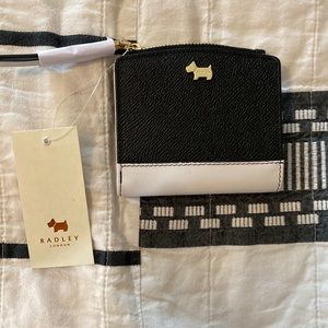 Radley London Black & White Color Block Leather Small Bifold Wallet NWT